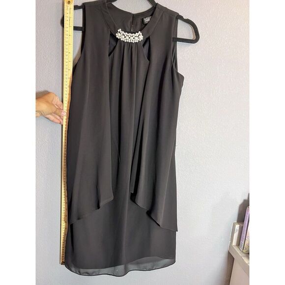 SL Fashions Sleeveless‎ Party Dress Black With Pearl Accents  Size 6 SLNY - Picture 4 of 11